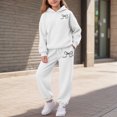 thumbnail image 2 of zuwimk Baby Girl Fall Winter Outfit Infant Letter Print Long Sleeve Sweatshirt and Jogger Pants Girl Clothes(White,9-10 Years), 2 of 6