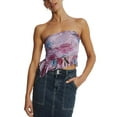 thumbnail image 2 of KelaJuan Women's Summer Floral Print Tube Tops Strapless Asymmetrical Ruffle Trim Bandeau Tops, 2 of 6