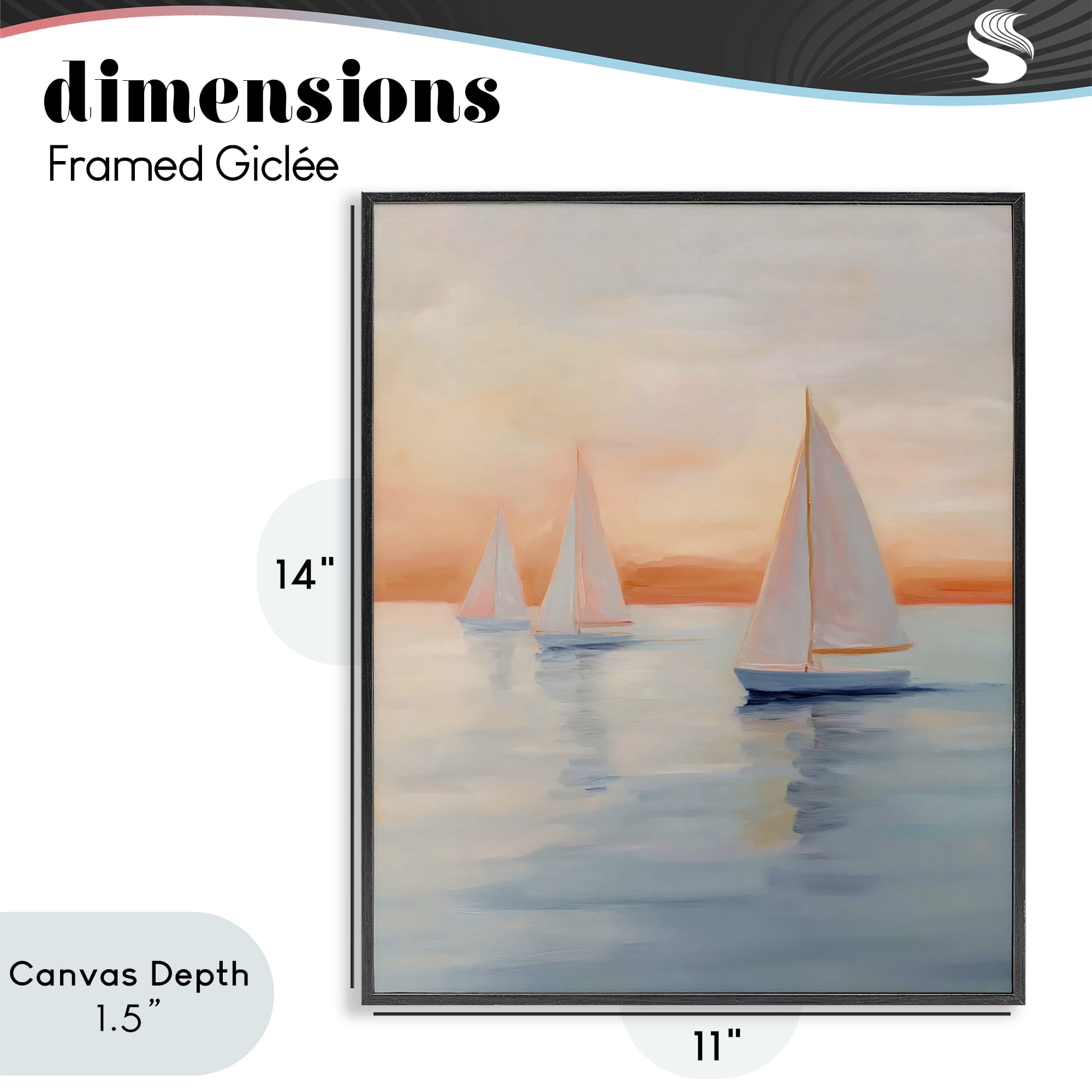 Stupell Industries Sunset Sailboats Over Calm Sea Black Framed Giclee Art, design by Creative Studio