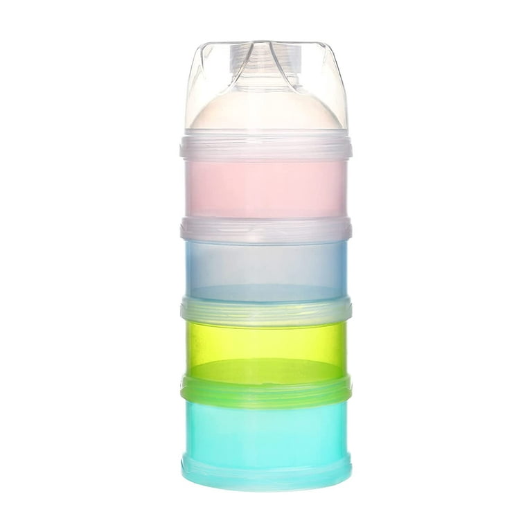 4 Layers Baby Milk Powder Formula Dispenser, Formula Container for Travel,  Non-Spill Stackable Baby Snack Storage Container with Handle, BPA Free 