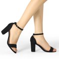 thumbnail image 2 of Sandalias de Tacón Grueso Alto Allegra K Correa de Tobillo Punta Abierta para Mujer Negro 38 EU, 2 of 7
