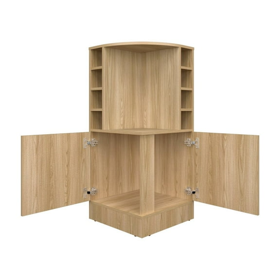 Depot E-Shop norwich Bar Cabinet, 2 Doors, 8 Wine Bottle Compartments, Natural Oak