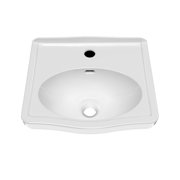 Whitehaus 15 Rectangular Wall Mount Basin with Integrated Oval Bowl, Low-Rise Backsplash, Single Faucet Drilling and Overflow