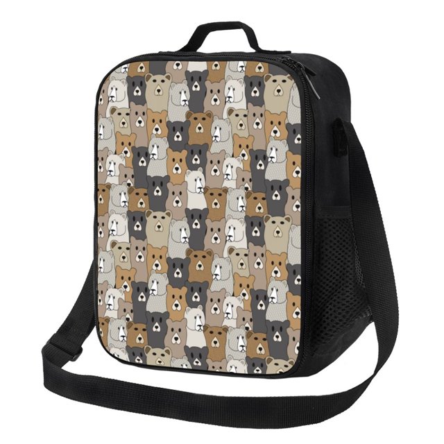 Vsdgher Cartoon Bear Pattern Reusable Lunch Box, Insulated Lunch Bag Thickened Thermal Leakproof Lunch Tote Bag for Adult Office & Travel Picnic