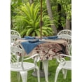 thumbnail image 3 of Outdoor Tablecloth with Umbrella Hole for Patio/Picnic/Party/Camping, Farmhouse Star Brown Waterproof Table Cloth Round Cover Washable, Retro Branches Berry Wooden Grain (Dia 60"), 3 of 8