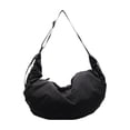 thumbnail image 2 of Bolso bandolera para mujer con borla plisada, bolso de hombro en forma de media luna, bolso de nylon tipo dumpling | Gran capacidad para portátil, tableta y cartera | Tejido suave repelente al agua, 2 of 6
