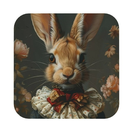 

Matuu Palatial Style Flower Rabbit for Cup Coasters Set of 6 Leather Coasters Desk Coasters for Office Measures 4” x 4” Square