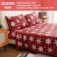 thumbnail image 2 of Juego de sábanas JSD Red Buffalo Plaid Snowflakes Queen Size 4 piezas, 2 of 7