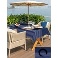 thumbnail image 5 of Outdoor Tablecloth with Umbrella Hole for Patio/Picnic/Party/Camping, Navy Blue Striped Waterproof Table Cloth Rectangle Table Cover Washable, Black Geometric Vintage Stripes Ombre (54"x 80"), 5 of 8