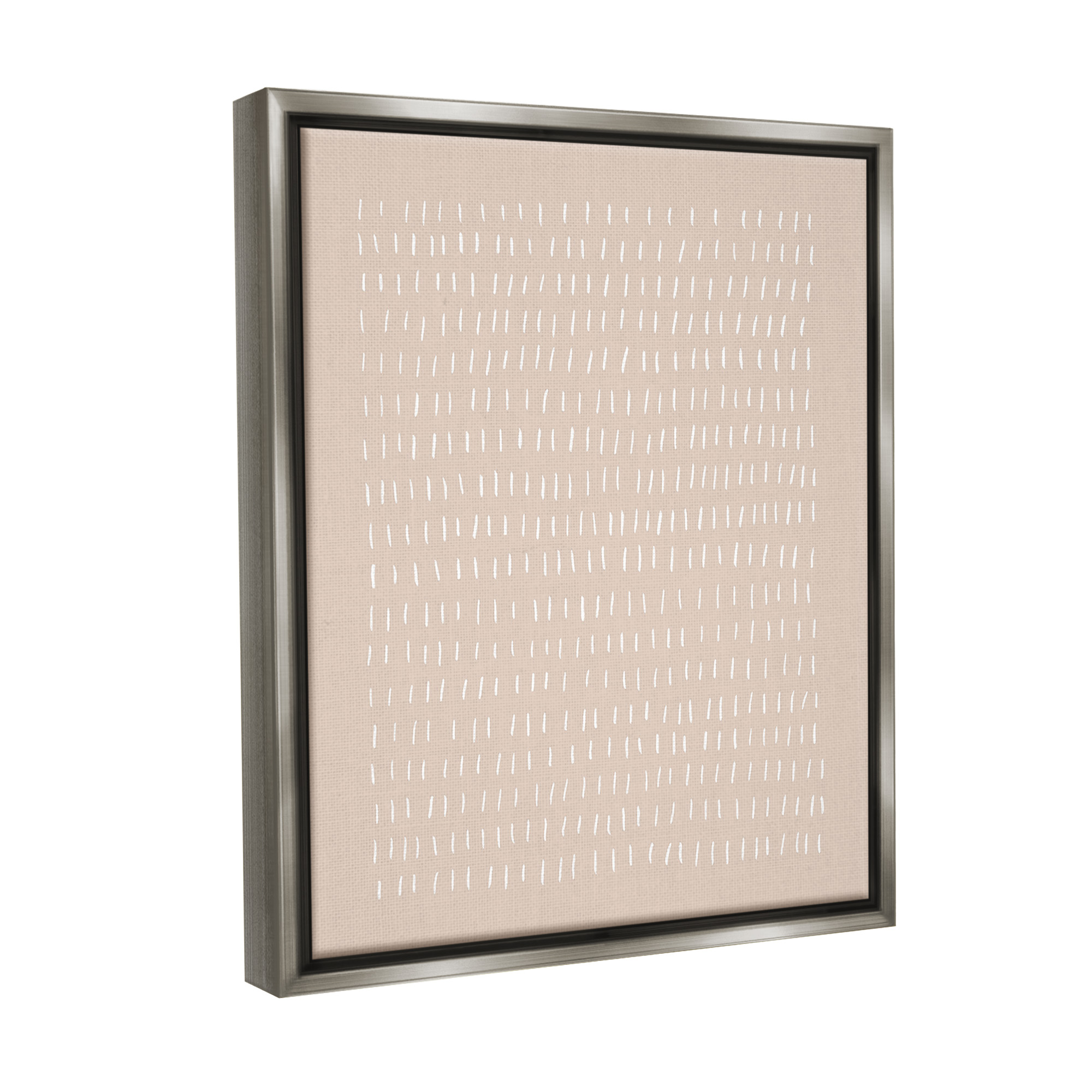 Stupell Industries Beige Dash Pattern Abstract Painting Gray Floater Framed Canvas Art Print Wall Art, 25 x 31