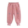 thumbnail image 3 of Swuxness Girls Casual Fleece Sweatpants, Winter Long Pants for Kids, Girls Solid Color Fleece Lined Warm Knit Elastic Waistband Pants for Kids Pink, 2-3 Years, 3 of 4