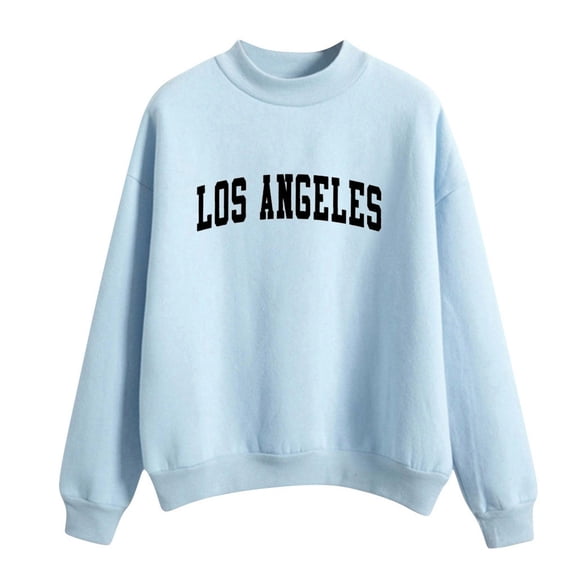 Bibifish Womens Sweatshirts LA Letter Printed Crewneck Long Sleeve Sweatshirts Spring Fall Casual Loose Fit Cute Pullover Tunic Tops