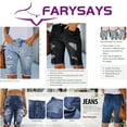 thumbnail image 3 of FARYSAYS Summer Denim Bermuda Shorts for Women Knee Length Dressy Jean Shorts for Women Mid Rise Ripped Distressed Denim Shorts, 3 of 15