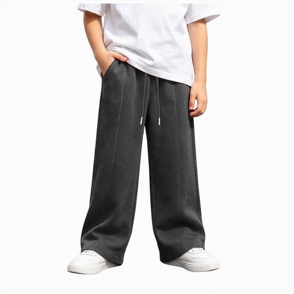 Xyant Boys Sweatpants Kids Baggy Pants Teen Wide Leg Sweatpants Youth Athletic Sweat Pants Tween Boys Lightweight Joggers with Pockets Back to School Clothes,Size 7-8 Years