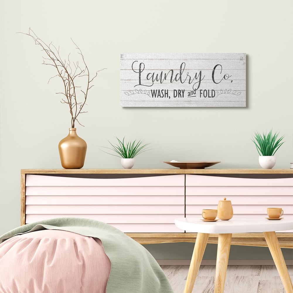 Stupell Industries Laundry Wash Dry Bathroom Black And White Word Design Canvas Wall Art by Kimberly Allen