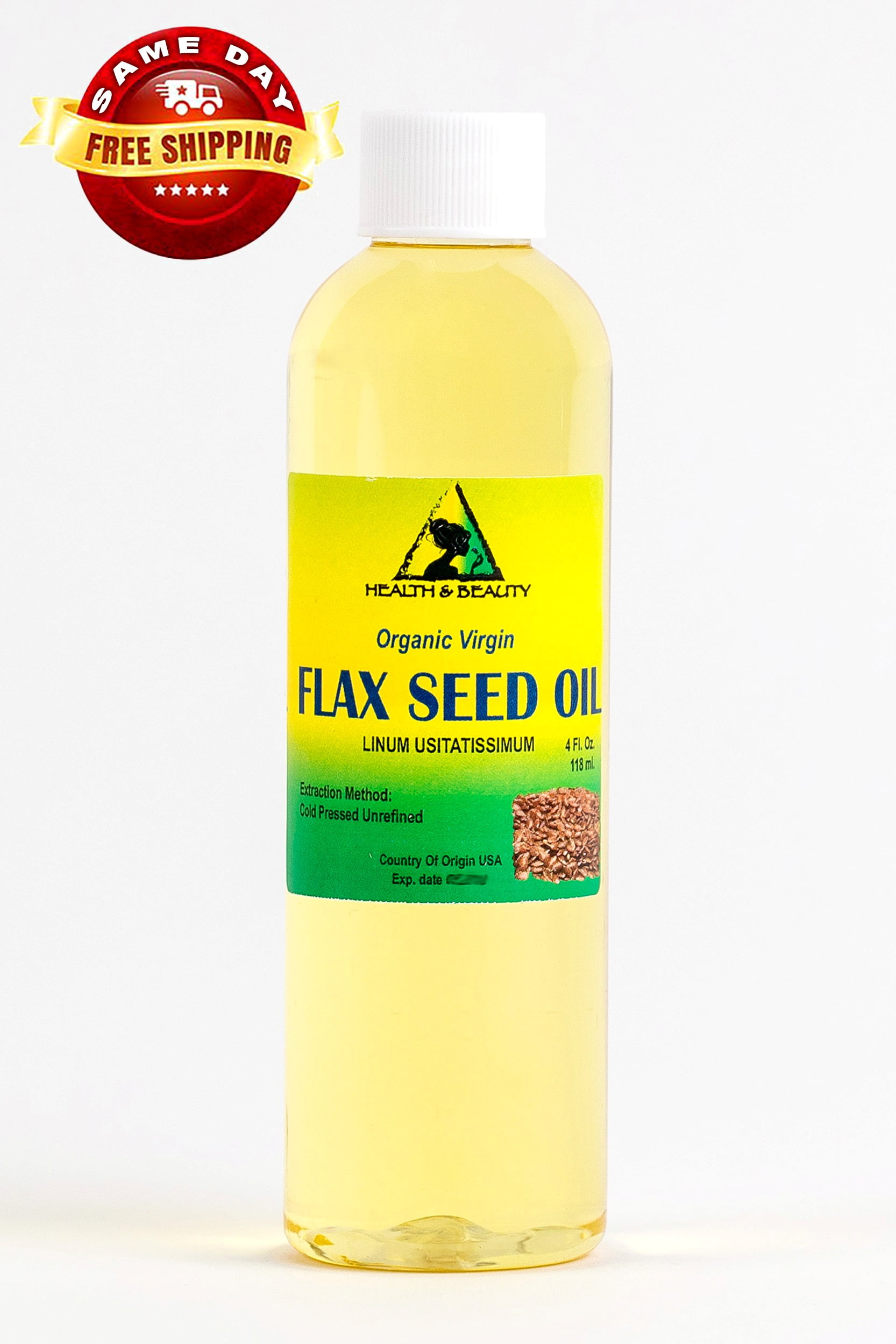 FLAX SEED OIL ORGANIC CARRIER VIRGIN COLD PRESSED PURE 4 OZ