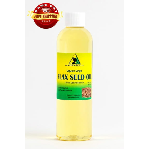 FLAX SEED OIL ORGANIC CARRIER VIRGIN COLD PRESSED PURE 4 OZ