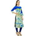 thumbnail image 4 of Phagun Women's Cotton Blue Kurti Floral Kurta Dress 3/4 Sleeve Blue Tunic-4, 4 of 8