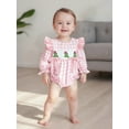 thumbnail image 5 of Miaouyo Infant Baby Girl Christmas Fall Jumpsuit 0 3 6 12 18 24 Months Plaid Print Tree Embroidery Long Sleeve Round Neck Bow Romper, 5 of 9