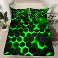 thumbnail image 2 of Manfei Geometric Honeycomb Full Size Sheets,Modern Minimalism Geometric Bed Sheets,Green Black Hexagon Sheet Sets For Teens,Ultra Soft Home Decor,4pcs, 2 of 7