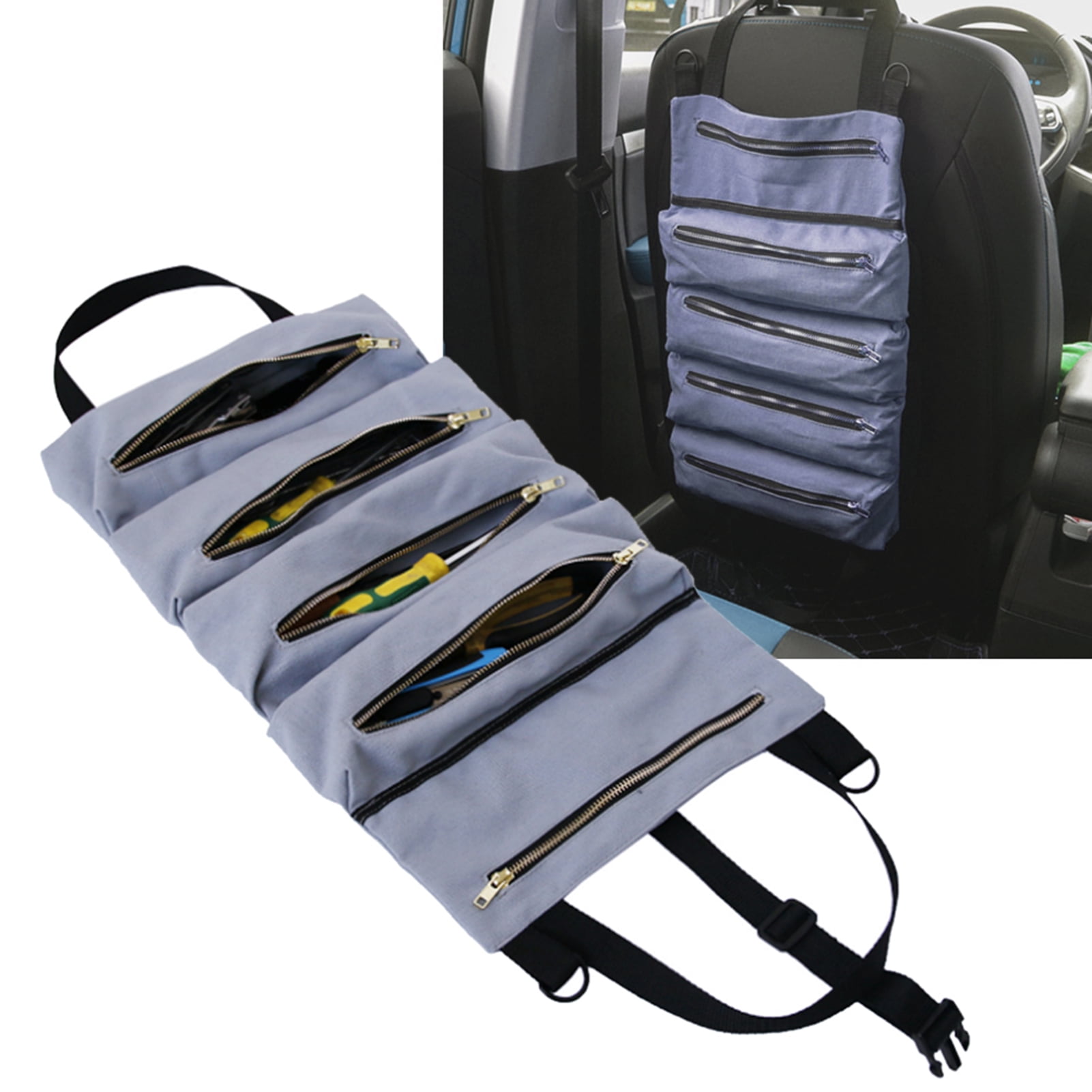 Khall Repair Kit Tool Bag,Multifunction Canvas Hanging Portable Outdoor Canvas Tool Roll Up Bag