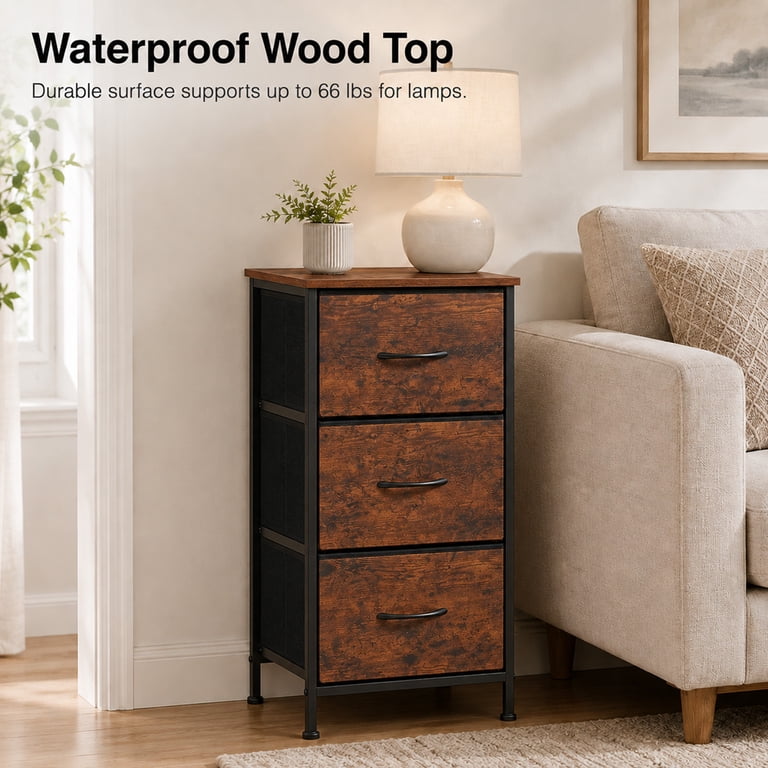 Alvantor 3-Tier Fabric Dresser, Compact Nightstand photo 4