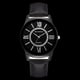 thumbnail image 2 of Reloj de pulsera elegante de estilo informal de negocios de color negro con caja de aleación y cuero para hombre con números romanos, 2 of 3