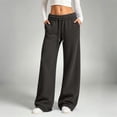 thumbnail image 2 of Xijirk Women Wide Leg Sweatpants High Waist Drawstring Trousers with Side Pockets Soft Casual Loose Fit Pants for Daily Walking Street Outfit,Grey,M, 2 of 6