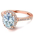 thumbnail image 4 of Jewelerix Wonderful Halo Oval Cut Ring VVS1 18K Plated Rose Gold Engagement Ring 1.50 CT Moissanite Diamond Anniversay Promise Ring, 4 of 7
