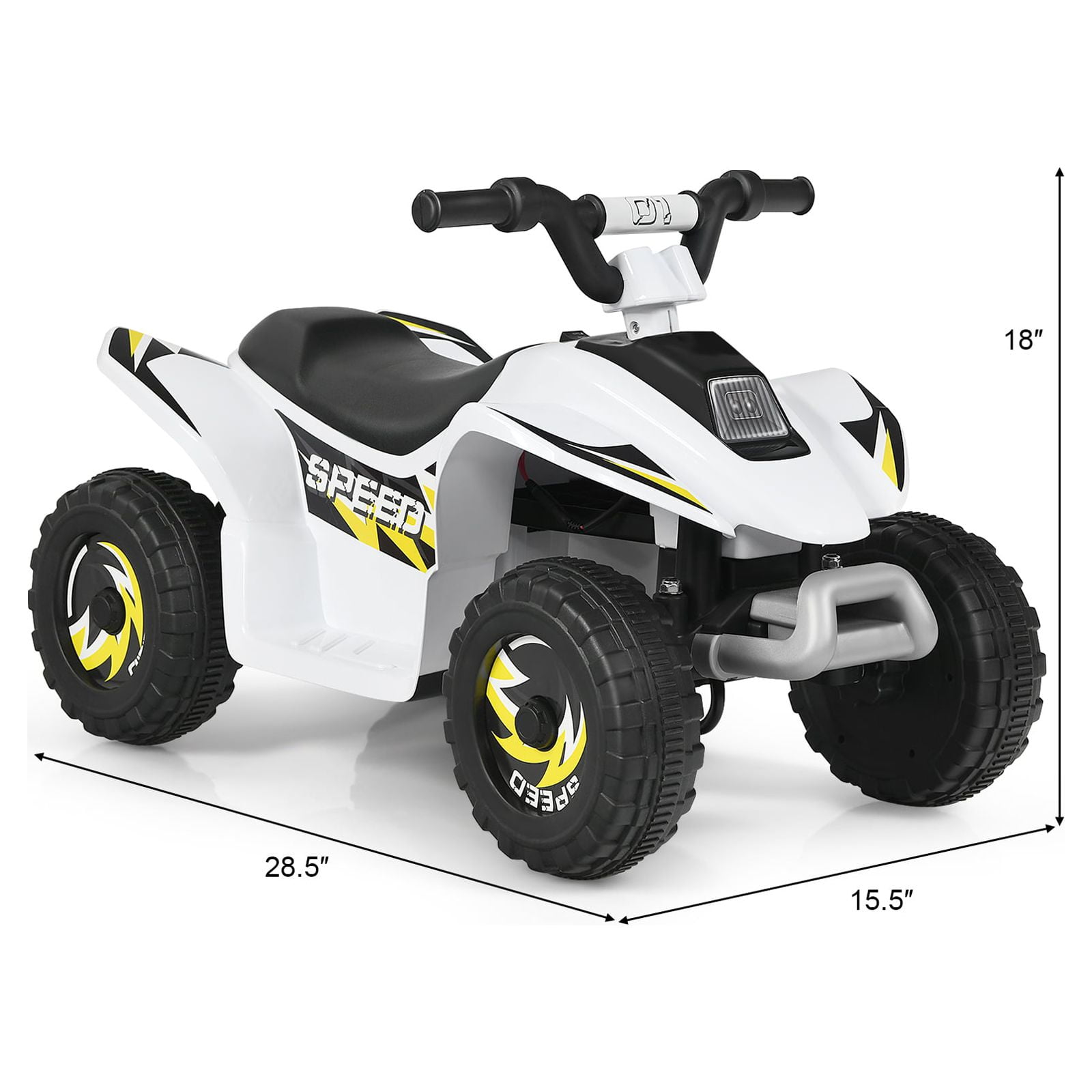 Infans 6V Kids Electric Quad ATV 4 Wheels Ride On Toy Toddlers Forward&Reverse White