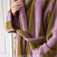 thumbnail image 2 of Retro Vertical Striped CottonYarn Bathrobes Soft Cozy Absorbent Bath Towel Robes V Neck Hooded Loose Sleepwear Adult Bath Robes, 2 of 5