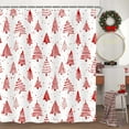 thumbnail image 2 of Christmas Shower Curtain, Red White Xmas Tree Bathroom Shower Curtain Sets, Cute New Year Holiday Decor Polyester Fabric Bathroom Accessory Sets with 12 Hooks 72x72 inch, 2 of 6
