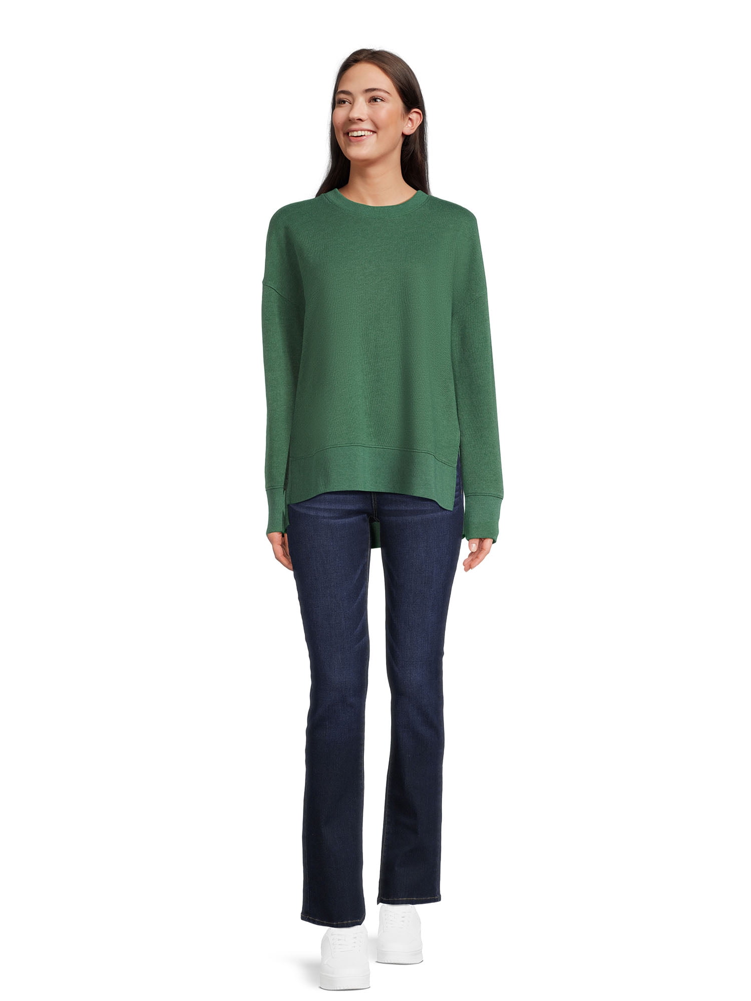 Time and Tru Women's Tunic Sweatshirt with High-Low Hem, Sizes XS -4X