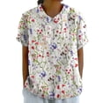 thumbnail image 2 of AKEGAMN Half Sleeved Round Neck Floral Print Loose T-Shirt with 3/4 Sleeves, Pink L, Size S-4XL, 2 of 4