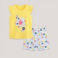 thumbnail image 2 of Toddler Girls Clothes 18M 24M 2T 3T 4T Summer Outfits Baby Kids Short Sleeve Cartoon Letter Hello Spring Sweetie Print T-Shirt Tops Printed Shorts Sets, 2 of 6