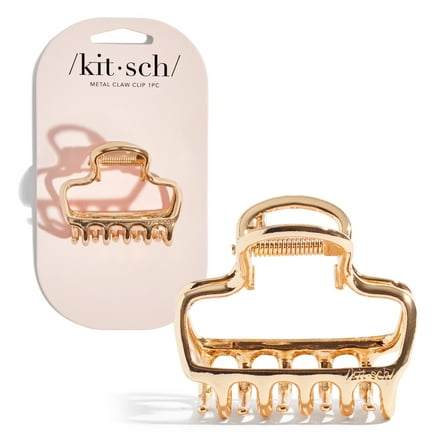 Kitsch Metal Open Shape Puffy Claw Clip 1 Piece, All Hair Types, Gold Color