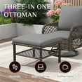 thumbnail image 4 of AECOJOY 3-Piece Rattan Patio Conversation Set with 2 Ottomans, and a Central Table, Dark Gray, 4 of 5