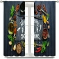 thumbnail image 3 of Rustic Country Farmhouse Kitchen Curtains,NaturalOrganic Asian Spices Dark Stone Decor Spring Summer Kitchen Rod Pocket Window Treatment for Dining Room 42x84in,2 Panel Set, 3 of 6