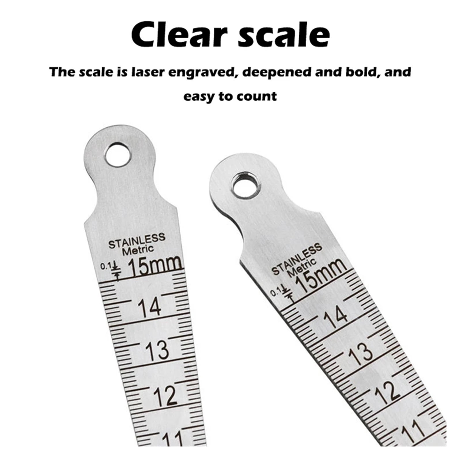 1-15 Mm Taper Ruler Stainless Steel Gap Hole Measuring Tool Double-sided Wedge-shaped Aperture Scale Feeler Gauges Filler Gauge ,Corrosion-Resistant
