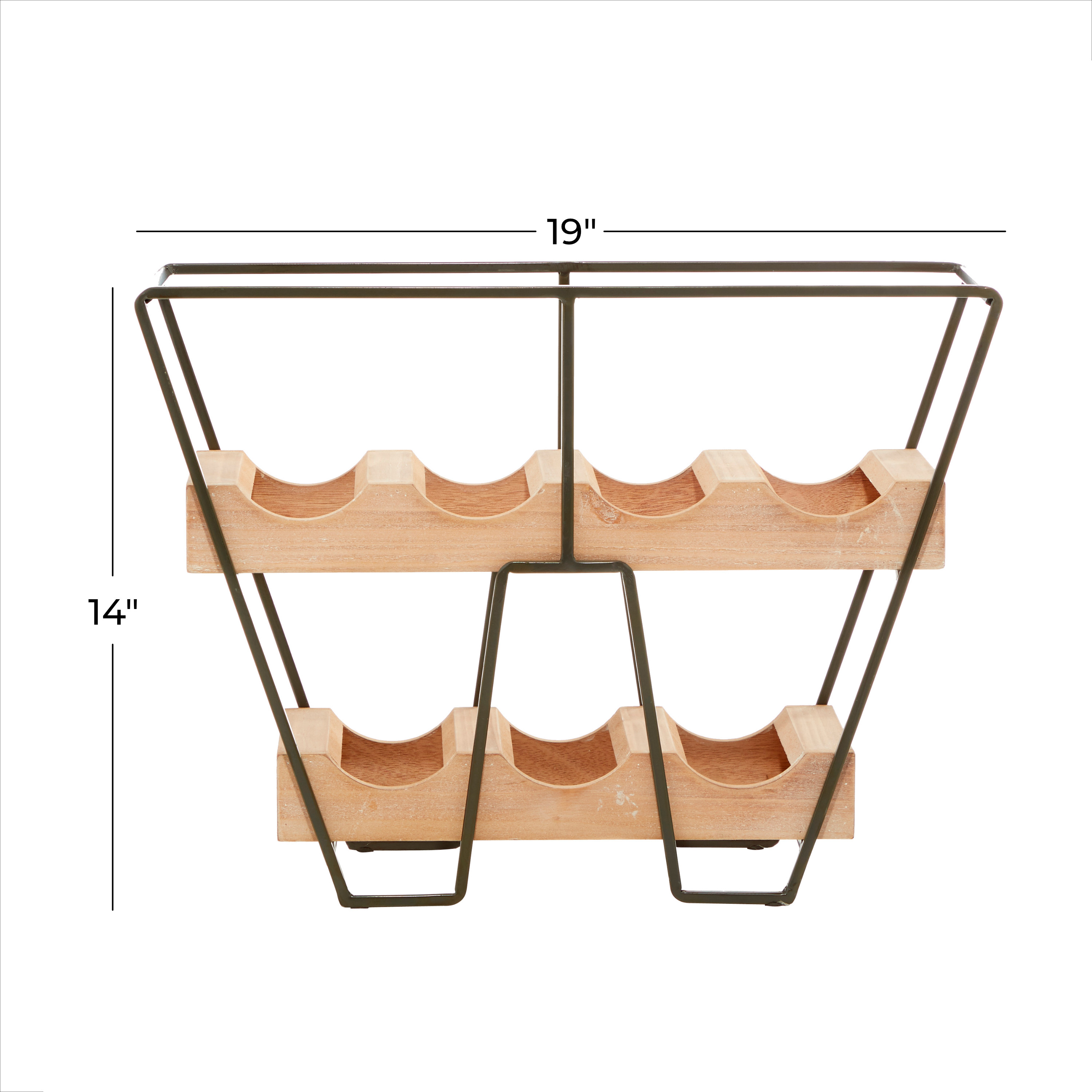 DecMode Wood Industrial Wine Rack, Brown, 19"W, 14"H