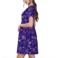 thumbnail image 2 of Easygdp blue purple Snowflake para Vestido Transpirable de Mujer, Vestido Suelto de Manga Corta con Pliegues y Bolsillos para el Verano, 2 of 6