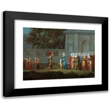 Jean Baptiste Vanmour 14x11 Black Modern Framed Museum Art Print Titled - The First Day of School (C. 1720 - C. 1737)