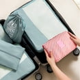 thumbnail image 6 of AVOXEZOR Portable Travel Toiletry Bag Travel Home Organizer Carry Cosmetic Makeup Bag, Wash Organizer Storage Handbag Pouch Bag, Pink Stripe, 6 of 7