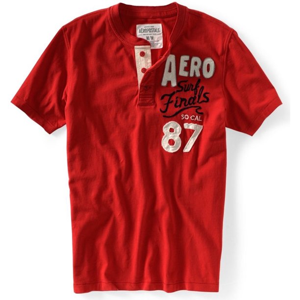 Aeropostale Surf Final So-cal Henley Shirt para hombre, rojo, XS