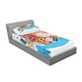 thumbnail image 3 of Ambesonne Cartoon Fitted Sheet & Pillow Sham Set, Fantasy World Cards Clocks, Queen, Multicolor, 3 of 3