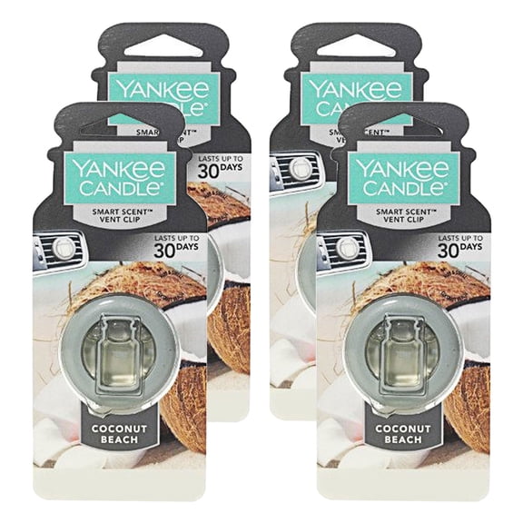 Yankee Candle Car Freshener Smart-Scent Vent Clips, 4-PACK (Coconut Beach)