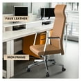 thumbnail image 3 of LeisureMod Aleen Modern High-Back Office Chair in Upholstered Leather and Iron Frame with Swivel and Tilt (Acorn Brown), 3 of 8