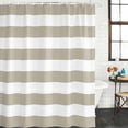 thumbnail image 3 of Beige Stripes Waterproof Fabric Shower Curtain, Simple Beige White Texture Waterproof Fabric Shower Curtain for Bathroom Curtains Bathtubs Hotel Washable Shower Curtains with 12 Hooks Standard 72x72, 3 of 8