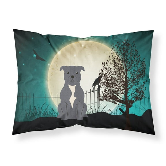 Halloween Scary Staffordshire Bull Terrier Blue Fabric Standard Pillowcase