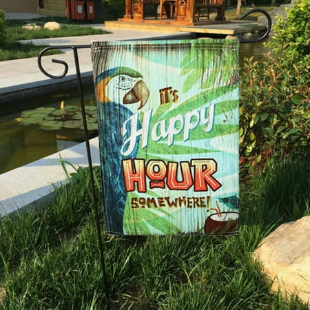 12X18'' Spring Parrot Happy Hour Garden Flag Mini Yard Banner Display Home Decor
